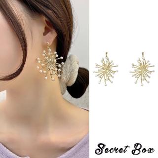 【SECRET BOX】韓國設計S925銀針華麗滿天星珍珠耳環