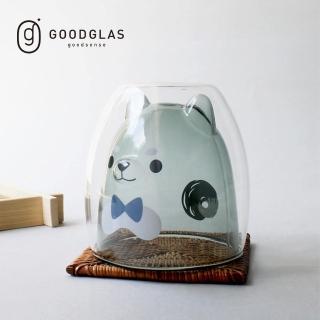 【好玻GOODGLAS】柴犬雙層玻璃杯-透黑250ml