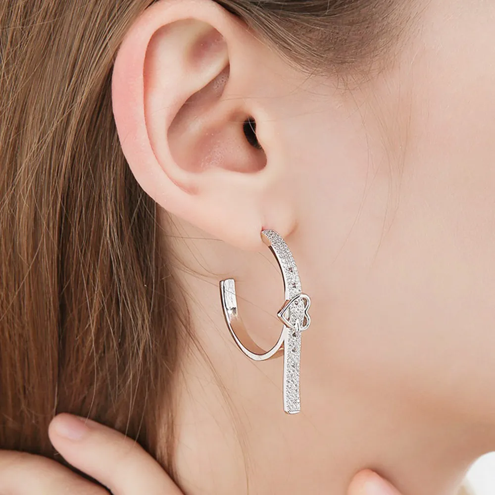 【AQ】925純銀 獨特個性款帶鑽圓圈耳環/耳針(飾品/配件/