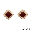 【INES】韓國設計S925銀針氣質方塊珍珠綴邊造型耳環(2色任選)