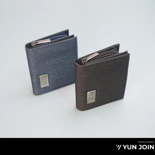 【YUN JOIN】woven-拉鍊短夾(日系織面 皮夾 錢包 多卡位 零錢收納 短夾)