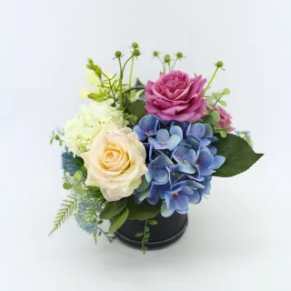 【HUGO DECO 榆果傢飾】紫白玫瑰藍繡球香氛花藝(擬真花/香氛/花禮)