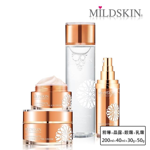 【MILDSKIN 麥德絲肌】綺肌魚子珍萃系列-4件套組(青春露/精萃/眼霜/乳霜)