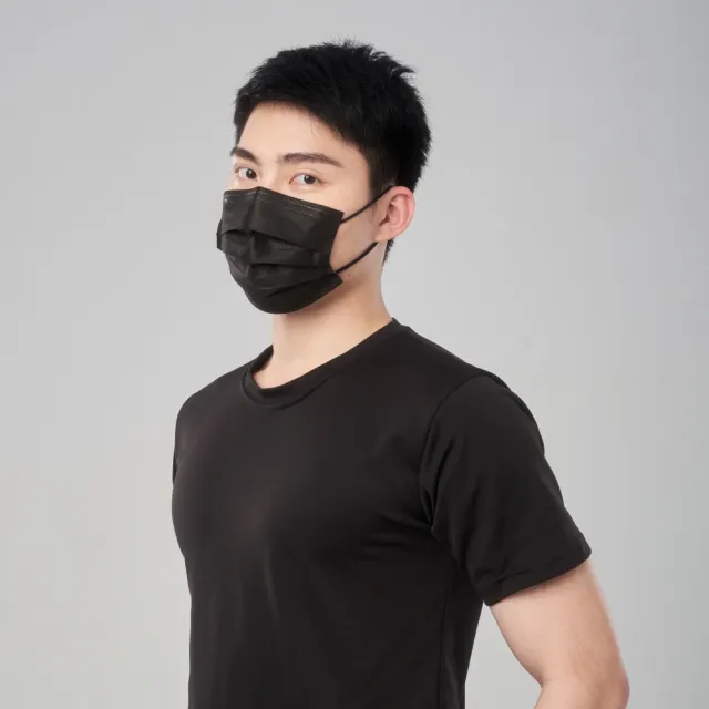 【DRX達特世】醫用平面口罩-繽紛系列-成人30入(暗夜黑)