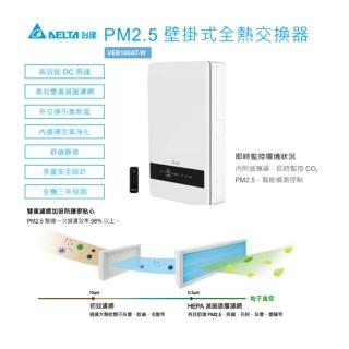 【台達電子 DELTA】壁掛式全熱交換器 VEB100AT-W 過濾 PM2.5 懸浮微粒 活氧新風系統(附遙控器 三年保固)
