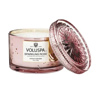 【VOLUSPA】玫瑰氣泡 浮雕玻璃罐 312g 香氛蠟燭(Sparkling Rose)