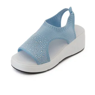 【BalletAngel】輕盈漫步燙鑽飛織楔型涼鞋(藍)