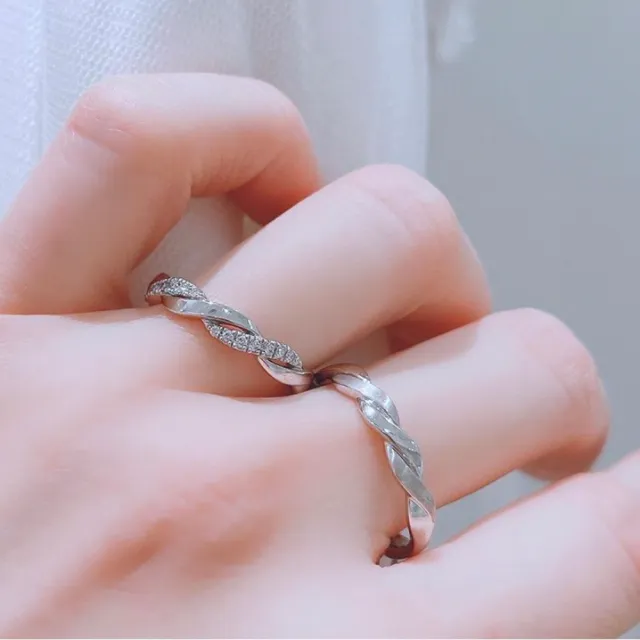 【LAPAGE】日本進口 織愛 鉑金 18K玫瑰金鑽石對戒/婚戒(繪畫系列)
