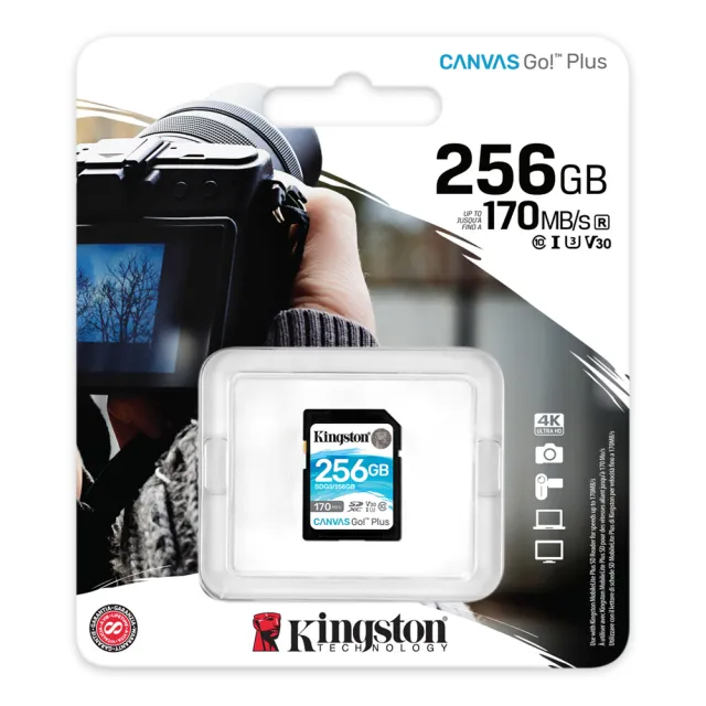 【Kingston 金士頓】Canvas GO! Plus SDXC UHS-I U3 V30 C10 256GB 記憶卡(★SDG3/256GB)