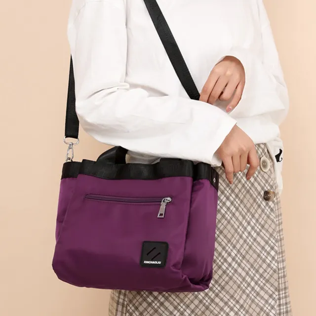 【Acorn 橡果】新款斜背包手提包側肩包托特包防水包購物包6534(紫色)