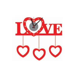 【iINDOORS 英倫家居】無痕設計壁貼時鐘 LOVE 愛(台灣製造 超靜音高品質機芯)