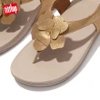 【FitFlop】LULU CORSAGE TOE-POST BACK-STRAP SANDALS 麂皮花朵後帶涼鞋-女(復古金)