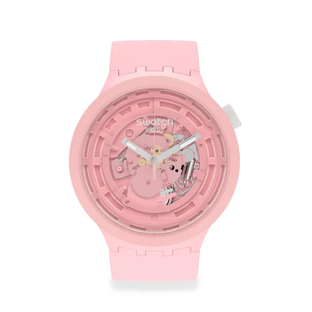 【SWATCH】生物陶瓷BIG BOLD系列手錶C-PINK 粉色 瑞士錶 錶(47mm)