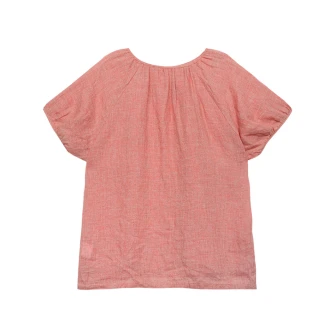 【設計所在】色織細格亞麻寬鬆短袖T恤上衣 S210538(S-L可選)