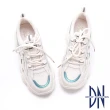 【DN】老爹鞋_真皮拼接網布幾何造型厚底休閒鞋(藍綠)
