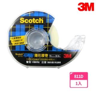 【3M】811D Scotch可再貼隱形膠帶 附輕便膠臺 19mmx32.9M