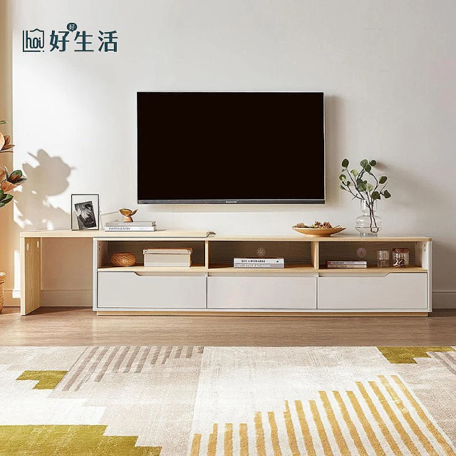 【hoi! 好好生活】林氏木業現代簡約小戶型可伸縮1.8M電視櫃 CP1M-原木色