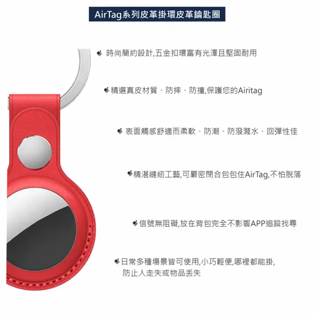 【WiWU】AirTag系列皮革鑰匙圈 保護套(藍/紅/棕)