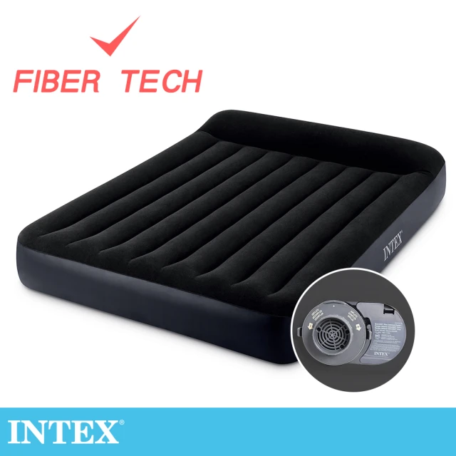【INTEX 原廠公司貨】舒適雙人加大FIBER TECH內建電動幫浦充氣床-寬152cm(64149-新款幫浦)
