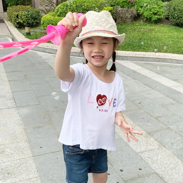 【Lee 官方旗艦】童裝 短袖T恤 / LOVE傘型 天鵝白 季節性版型(LL200330K14)