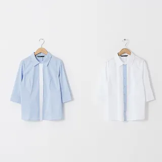【MASTINA】門襟撞色-女七分袖襯衫(二色/魅力商品/版型適中)