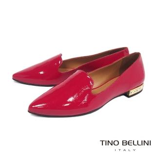 【TINO BELLINI 貝里尼】巴西進口牛漆皮平底樂福鞋FBV0003(紅)