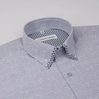 【ROBERTA 諾貝達】台灣製 柔軟典雅 風采偏偏迷人短袖襯衫(粉藍)