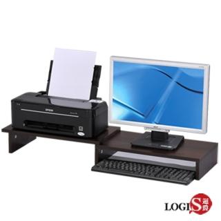 【LOGIS】桌面螢幕伸縮架/展示架(白色/胡桃)