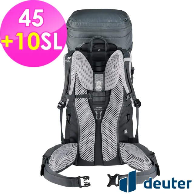 【deuter】AIRCONTACT LITE 45+10SL拔熱式透氣背包(3340421深灰/黑/長途登山包/自助背包客/休閒旅遊包)