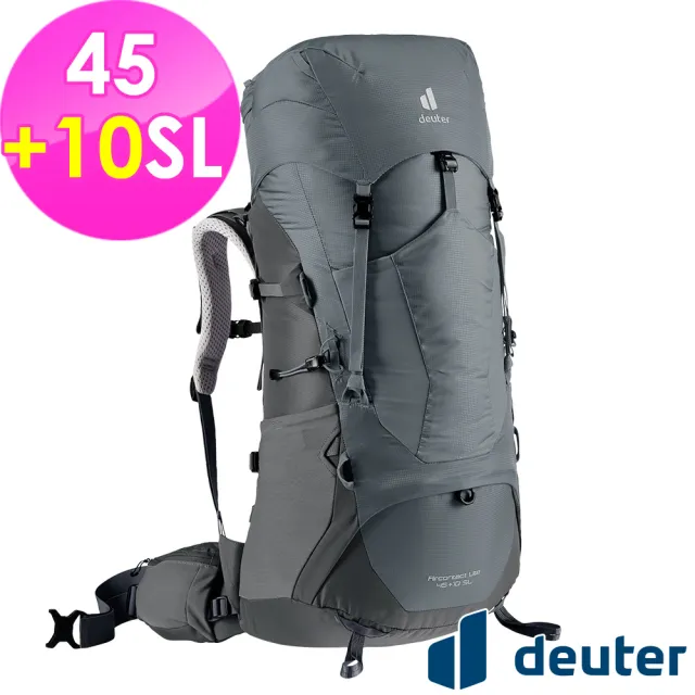 【deuter】AIRCONTACT LITE 45+10SL拔熱式透氣背包(3340421深灰/黑/長途登山包/自助背包客/休閒旅遊包)