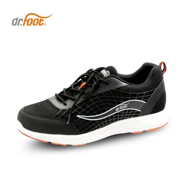 【達特富 Dr.Foot】進口成人運動鞋綁帶/高彈力保健休閒鞋系列/黑色