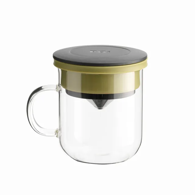 【PO:】2入組手沖咖啡(咖啡玻璃杯350ml-黑綠+咖啡玻璃杯240ml-灰)