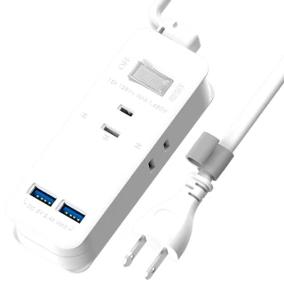 【iPlus+ 保護傘】1開3插2埠USB快速智慧充電組/延長線1m(PU-2133U)