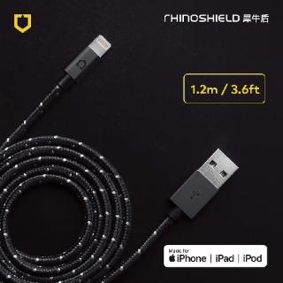 【RHINOSHIELD 犀牛盾】Lightning to USB-A for 1.2M∣1.2公尺-黑色編織款充電/傳輸線(iPhone/iPad適用)