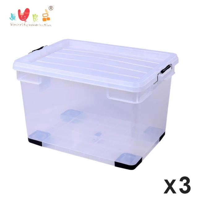 【KEYWAY 聯府】簡約透明收納箱90L-3入組(MIT台灣製 搬家/露營/玩具/車用/衣物置物整理箱)