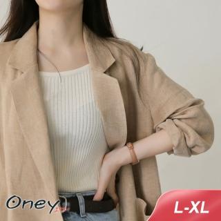 【ONEY 歐妮】★輕薄休閒棉麻西裝外套(英倫風/寬鬆/外出)