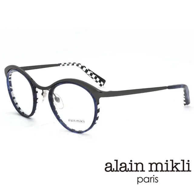 【Alain Mikli】法式風采度假系列金屬微貓眼圓框眼鏡(鐵灰色 A02039D-003)