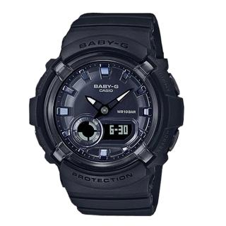 【CASIO 卡西歐】BABY-G 運動型設計 雙顯女錶 黑 橡膠錶帶 防水100米(BGA-280-1A)