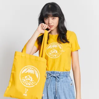 【EDWIN】江戶勝 女裝  大漁系列 基本LOGO短袖T恤(黃色)