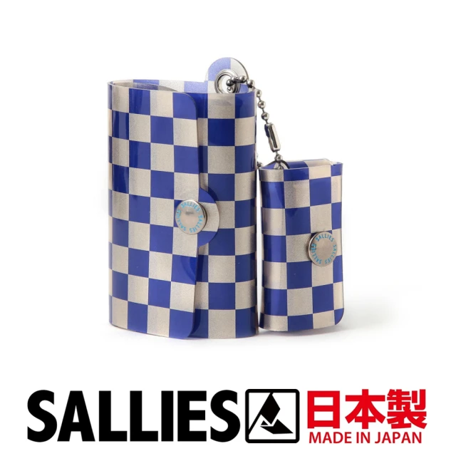 【SALLIES】日本迷你透視輕量化錢包 零錢包 皮夾 收納包(銀藍格紋)