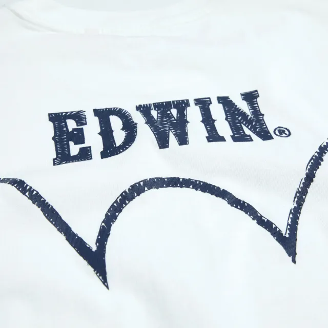 【EDWIN】男裝 PLUS+ 印花章短袖T恤(白色)