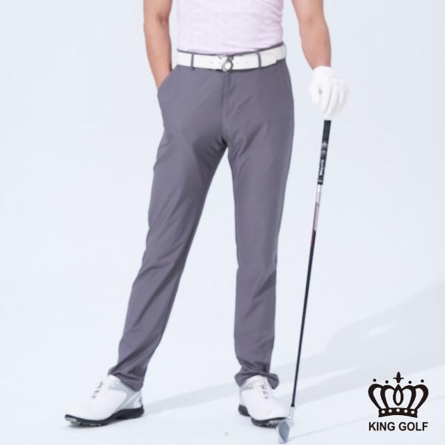 【KING GOLF】立體剪裁修身彈性休閒長褲(灰色)