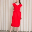 【Who Cares】優雅設計感寬領無袖花苞連身裙(兩色任選:紅、藍)