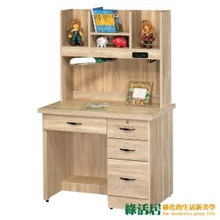 【綠活居】韋奧 時尚3.2尺四抽書桌組合(二色可選)