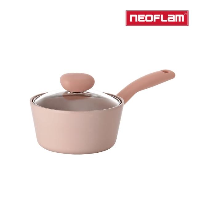 【NEOFLAM】韓國製Sherbet蜜桃雪酪系列 18cm單柄湯鍋含玻璃蓋(IH爐可用鍋/非鐵氟龍不沾塗層)