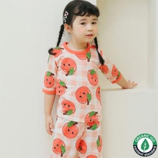 【Puco】正韓超優質嬰幼兒/兒童七分袖100% 有機純棉家居服/睡衣/家居套裝組 蘋果女孩(PC21-005)