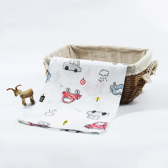 【Muslintree】2件入-雙層紗布包巾 竹纖維包巾(童趣款.蓋被.嬰兒包巾)