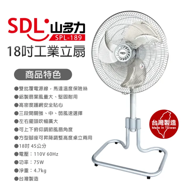 【SDL 山多力】18吋桌立兩用工業扇(SPL-189)