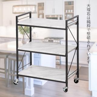 北歐風大理石紋加大廚房三層推車(臺灣製 推車 餐車 三層架)