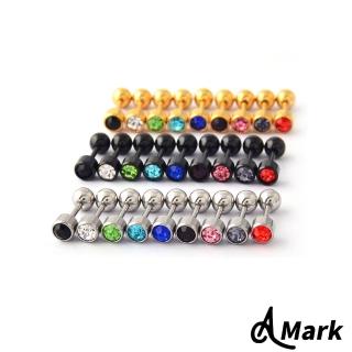 【A MARK】個性4mm單鑽火柴棒造型316L鈦綱耳環(單只)